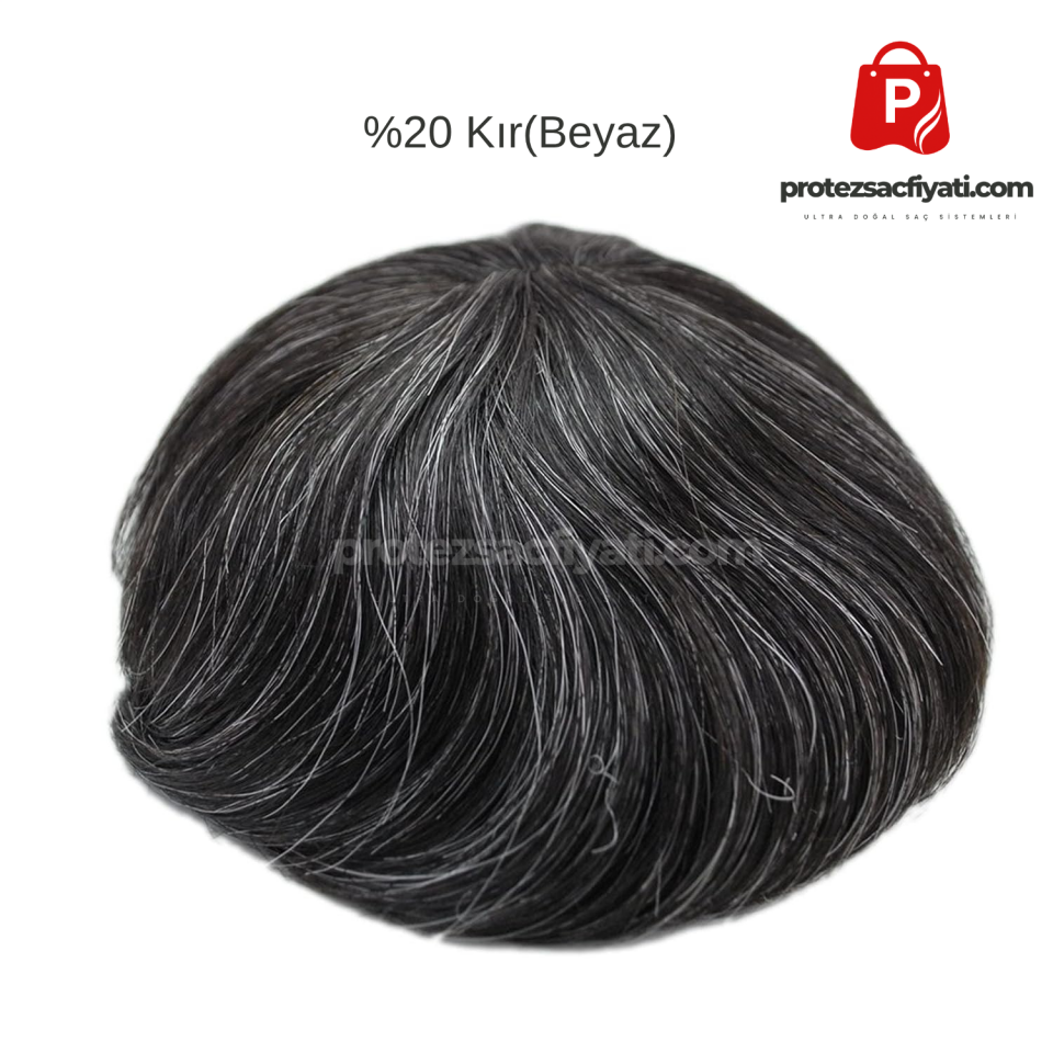 %20 Kırlı(Beyaz) Protez Saç Ultra Doğal  8x10 Ölçü Nano System %100 İnsan Saçı İnce Ten Görünümü