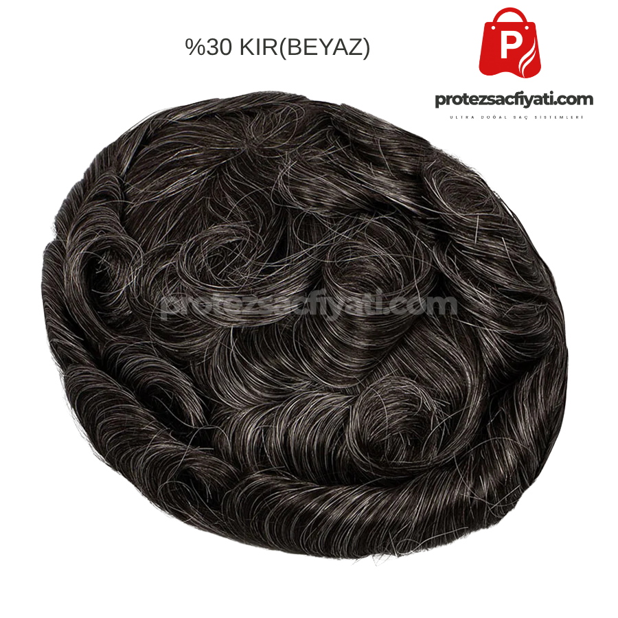 %30 Kırlı(Beyaz) Protez Saç Ultra Doğal 7x10 Ölçü Nano System %100 İnsan Saçı İnce Ten Görünümü