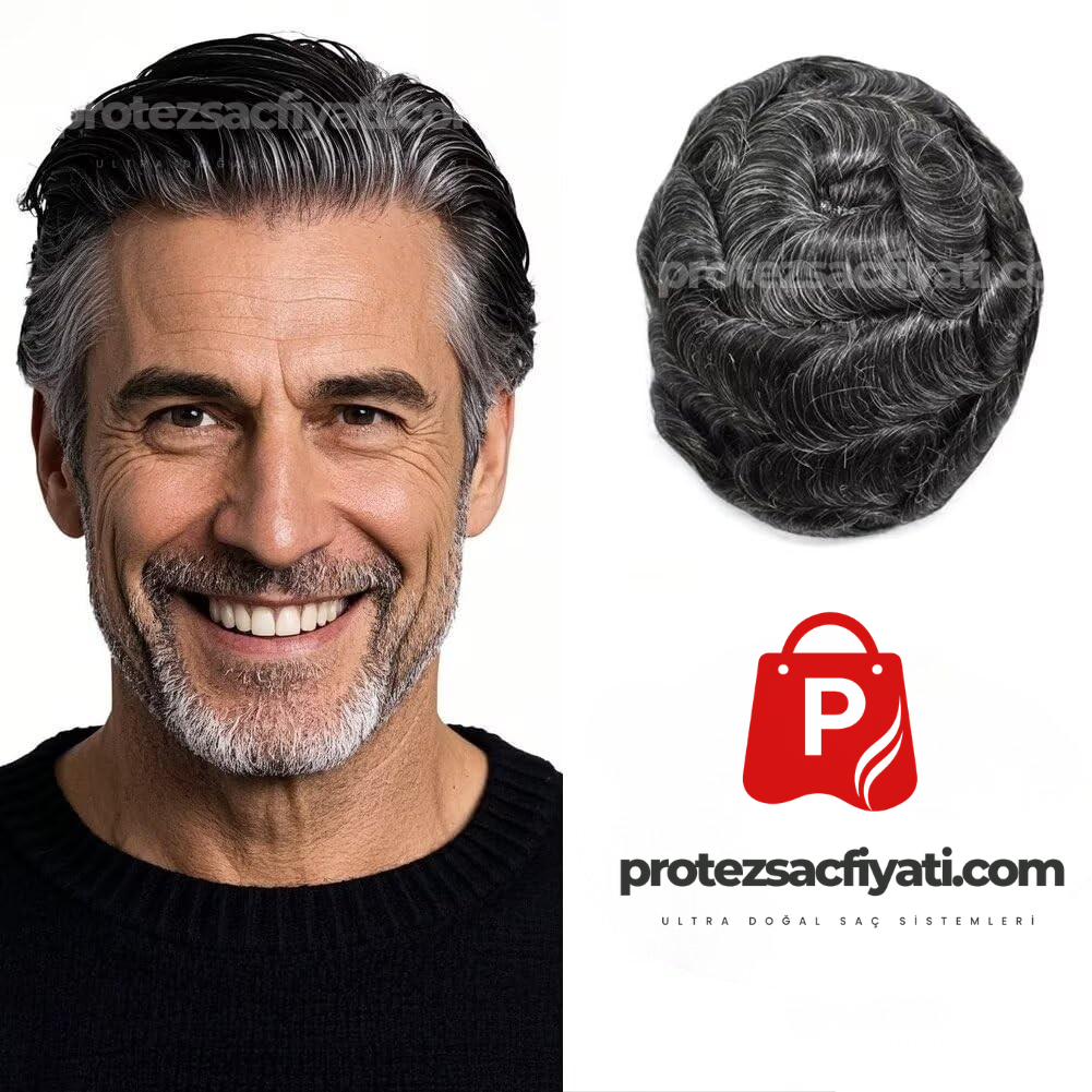 %30 Kırlı(Beyaz) Protez Saç Ultra Doğal 8x10 Ölçü Nano System %100 İnsan Saçı İnce Ten Görünümü