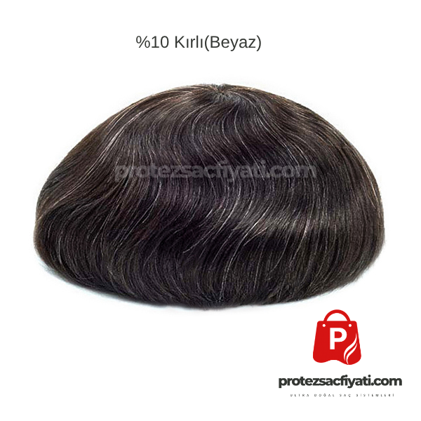 %10 Kırlı(Beyaz) Protez Saç Ultra Doğal 7x9 Ölçü Nano System %100 İnsan Saçı İnce Ten Görünümü